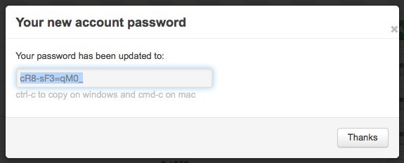 New password details
