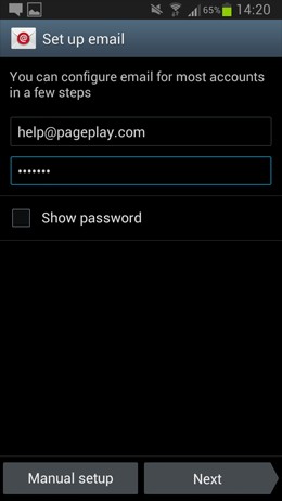 Android screenshot - Enter 'username' and 'password'.