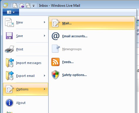 Open WLM Mail Options