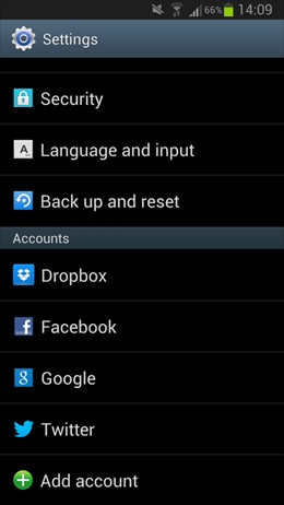 Android screenshot - Adding an account