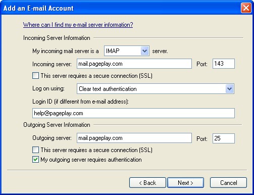 Mail Server Details
