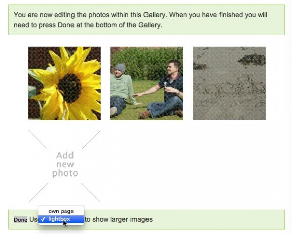 Gallery screenshot showing lightbox option