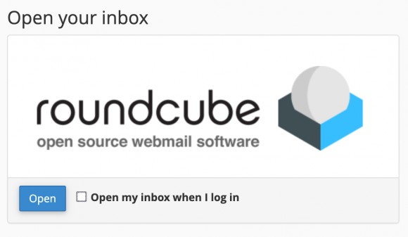 Screenshot of roundcube open panel